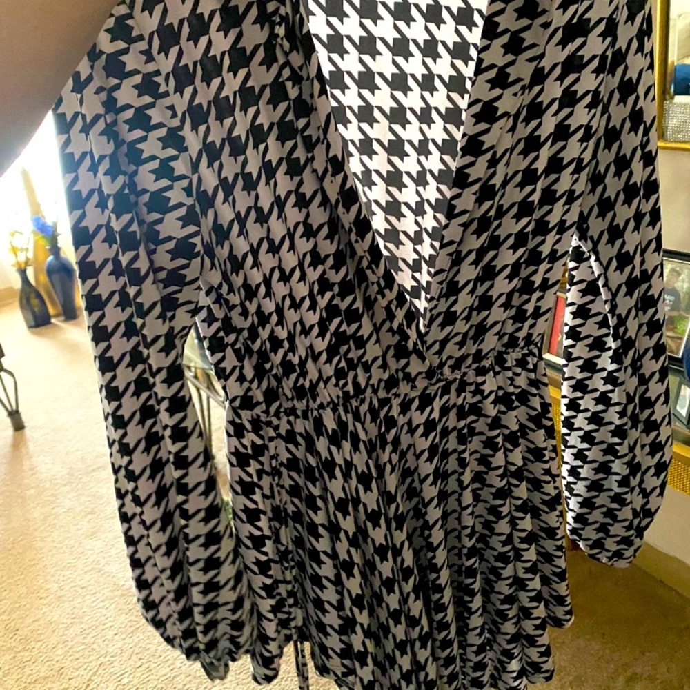 Black and white checker dress.